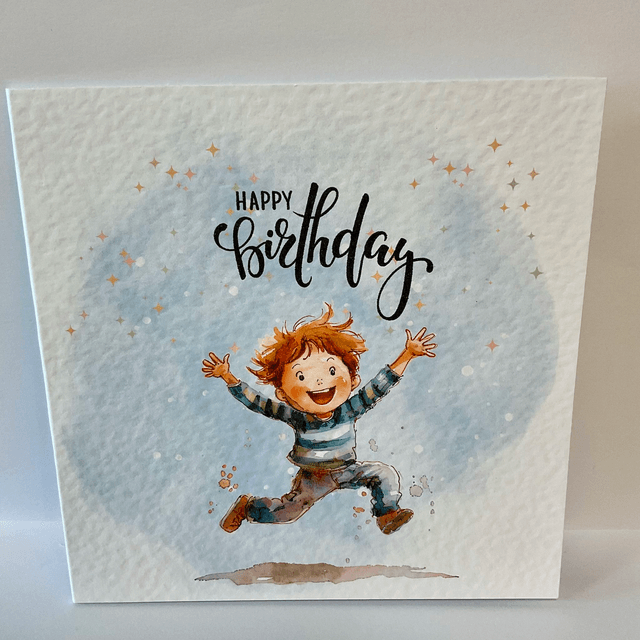 Birthday Card. Cute boy design.Fully customisable.