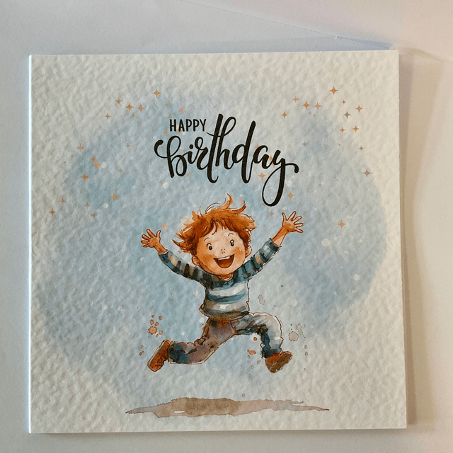 Birthday Card. Cute boy design.Fully customisable.