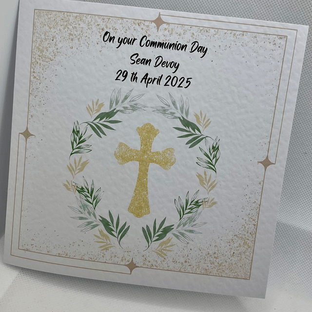 Personalised Religious card . Beautiful cross design.