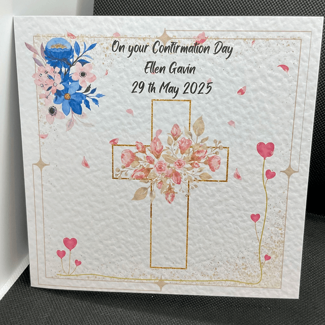 Personalised Religious card. Beautiful cross design.