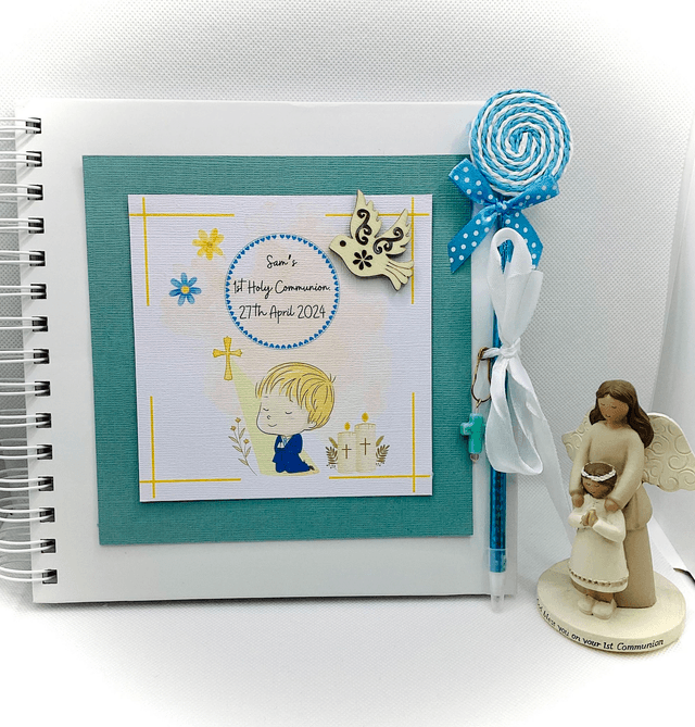 Boys' First Communion and Confirmation Scrapbook album-Personalised with Name and Date.