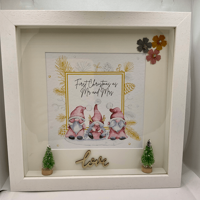 Personalised First Christmas as Mr&Mrs frame. Handmade.