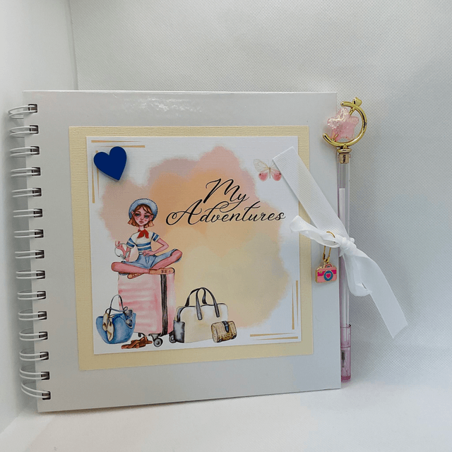 Handmade, personalised scrapbook / photo-book with FREE pen and pendant. Keepsake memories