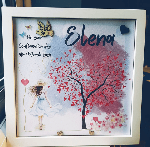 Personalised Frame and scrapbook set. Girls gift set. Handmade gift for confirmations and First Communions