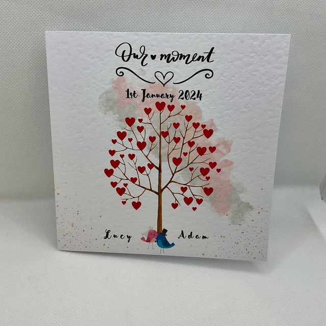 Personalised Wedding and engagement  card with couple’s name. Mr & Mrs bird design. Personalised items available.
