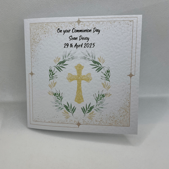 Personalised Religious card . Beautiful cross design.