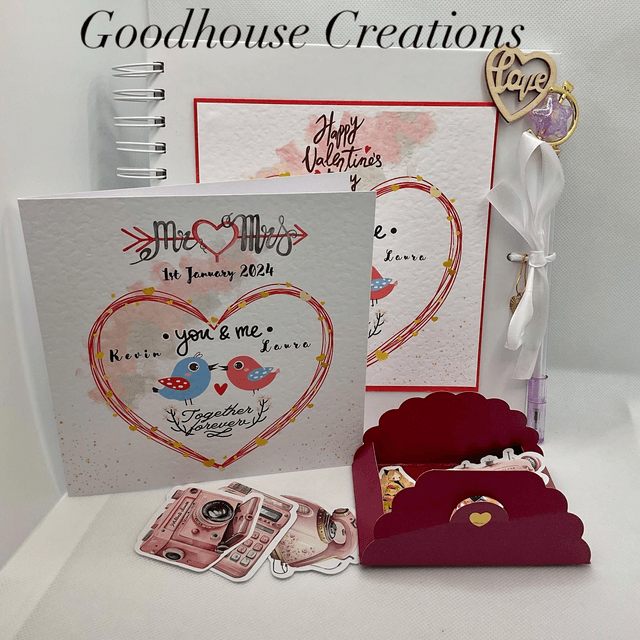 Personalised Wedding and engagement  card with couple’s name. Mr & Mrs bird design. Personalised items available.