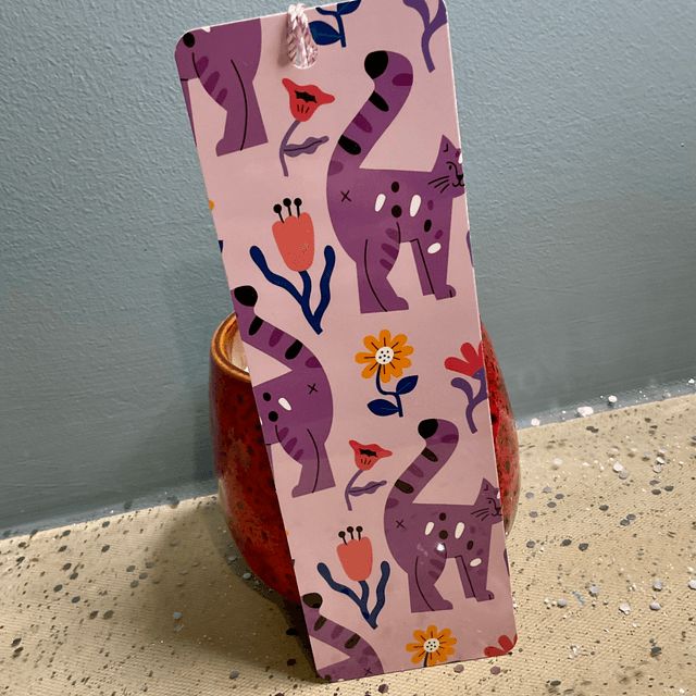 Handmade laminated bookmarks. Cat design.Beautiful gift for book lovers.