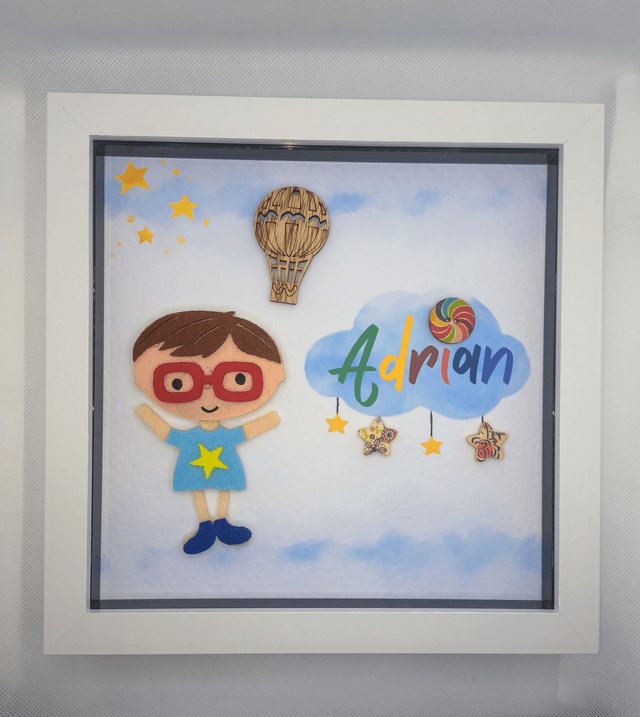 Personalised kids frame. Beautiful Handmade gift for kids.