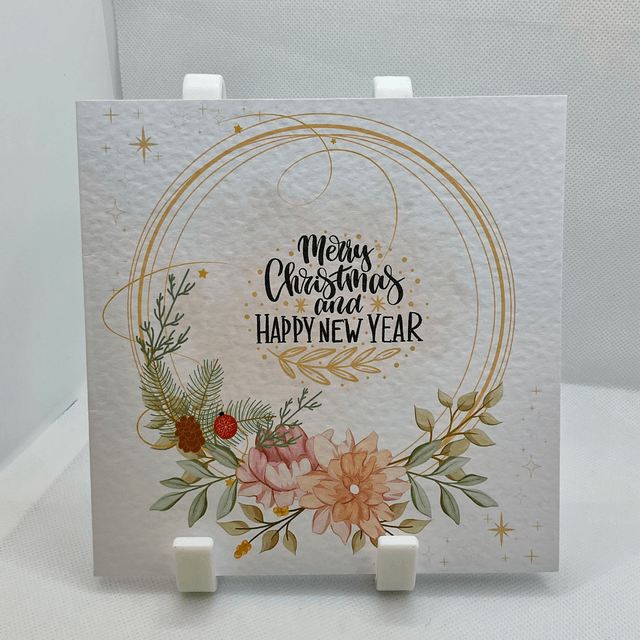 Personalised Christmas card. Floral design.