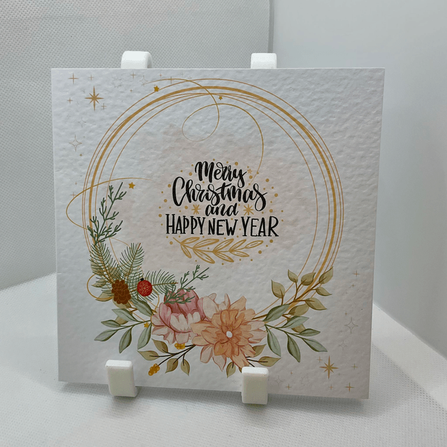 Personalised Christmas card. Floral design.