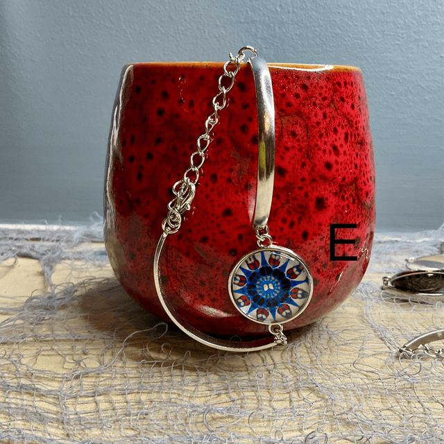 Handmade bracelet with colourful glass cabochon-Handcrafted Colorful jewellery.