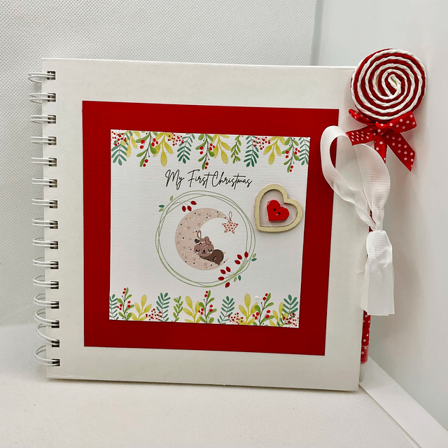 Personalised First Christmas frame and album set. Baby bear design.