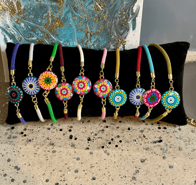 Handmade adjustable cord bracelets.