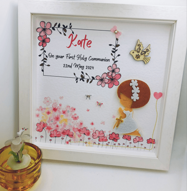 First Communion personalised Frame. Girl and boy first communion handmade gift.