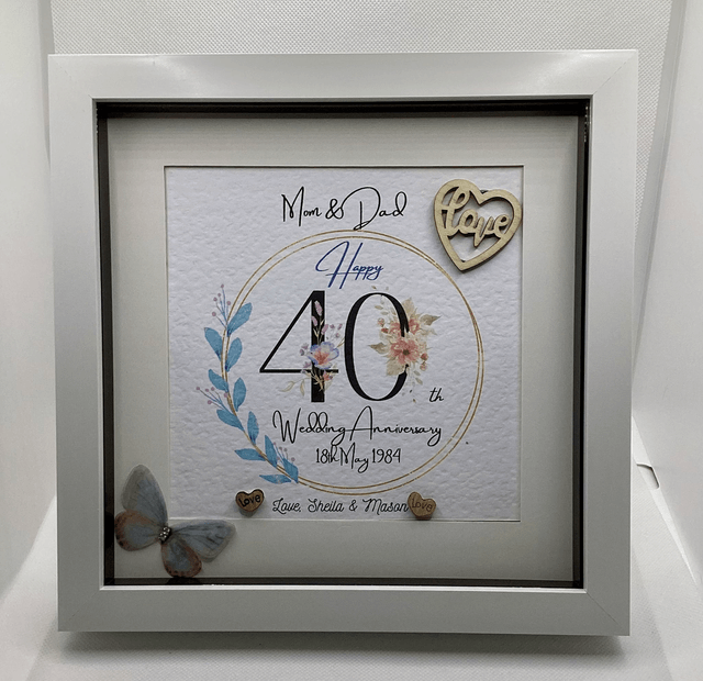 Handmade, personalised Anniversary frame.