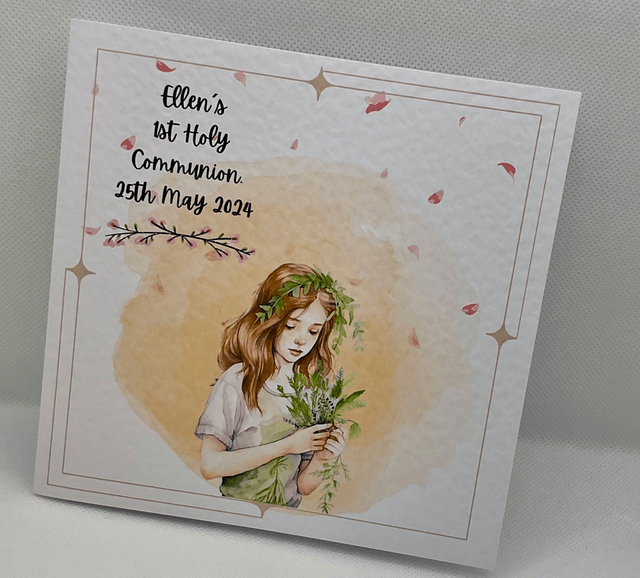 Personalised first communion frame for girls . Handmade First Communion gift set.
