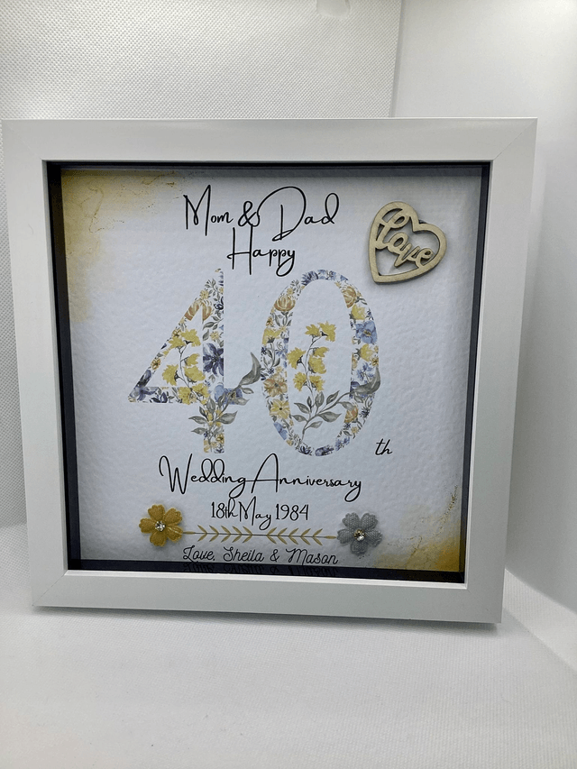 Handmade, personalised Anniversary frame for couples.