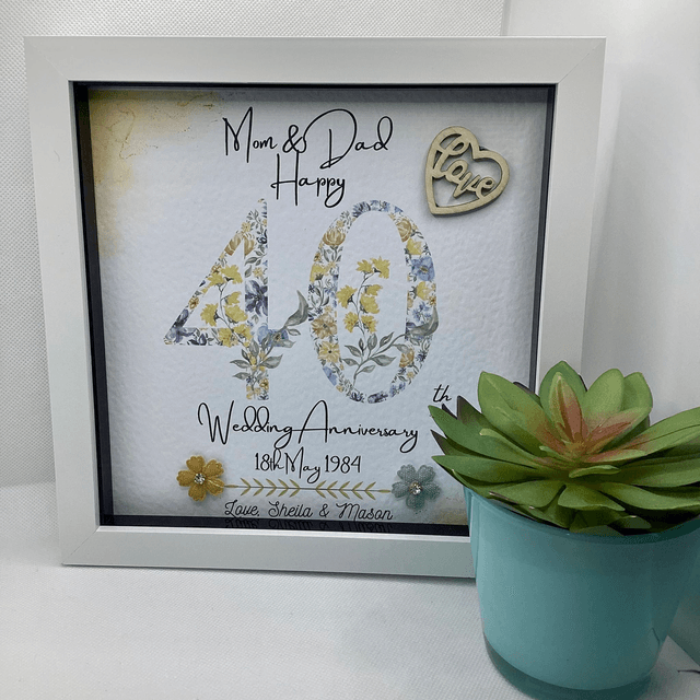 Handmade, personalised Anniversary frame for couples.