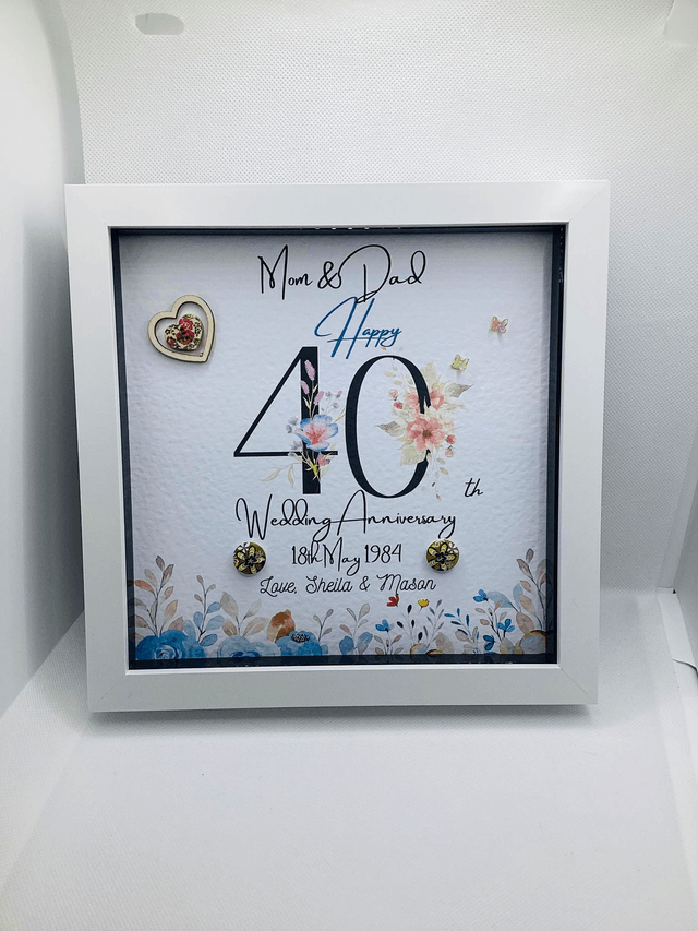 Handmade, personalised Anniversary frame.