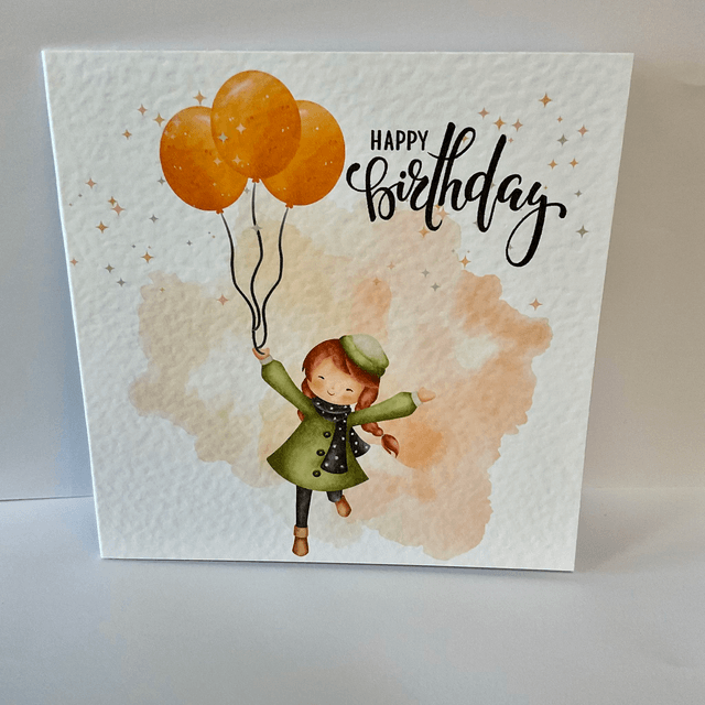 Birthday Card.Fully customisable.Cute girl design.