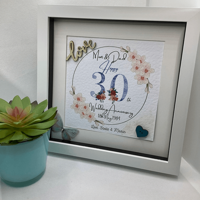 Handmade, personalised Anniversary frame.