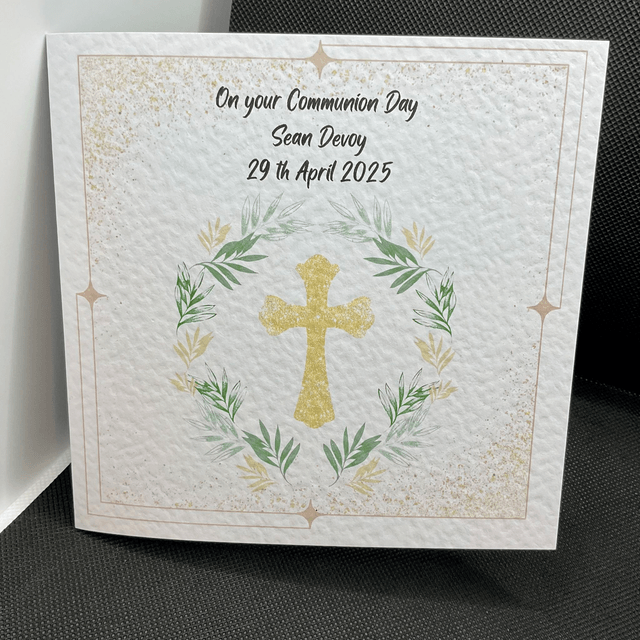 Personalised Religious card . Beautiful cross design.