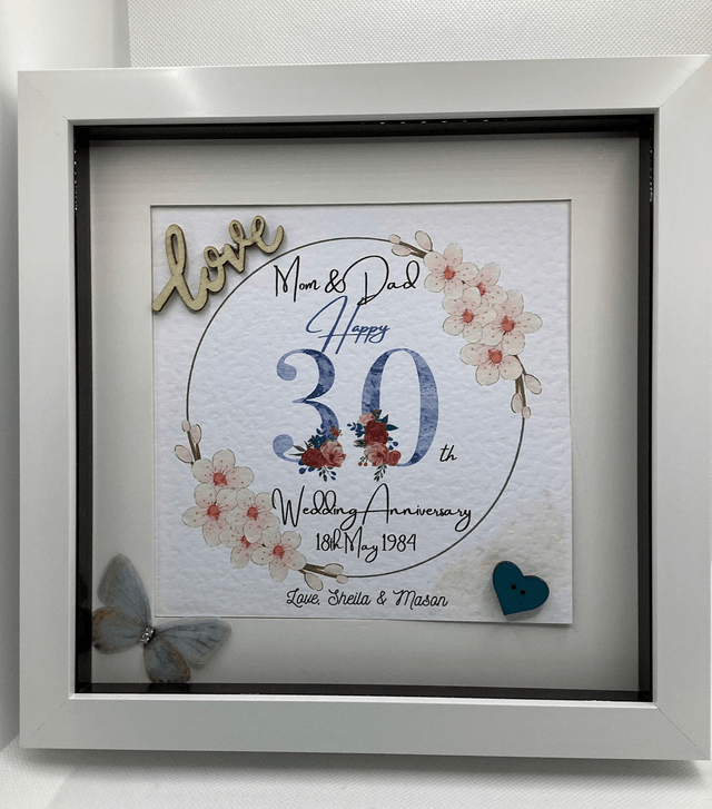 Handmade, personalised Anniversary frame.