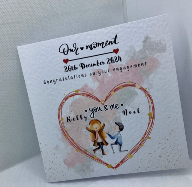 Handmade Personalised Engagement & Wedding Card - Custom Love Greeting. Gift for couples.