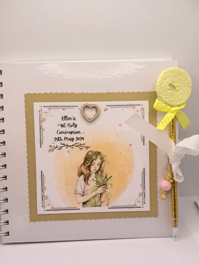 Personalised Communion photo album with FREE pen and pendant. First Communion gift.