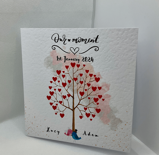 Personalised Wedding and engagement  card with couple’s name. Mr & Mrs bird design. Personalised items available.