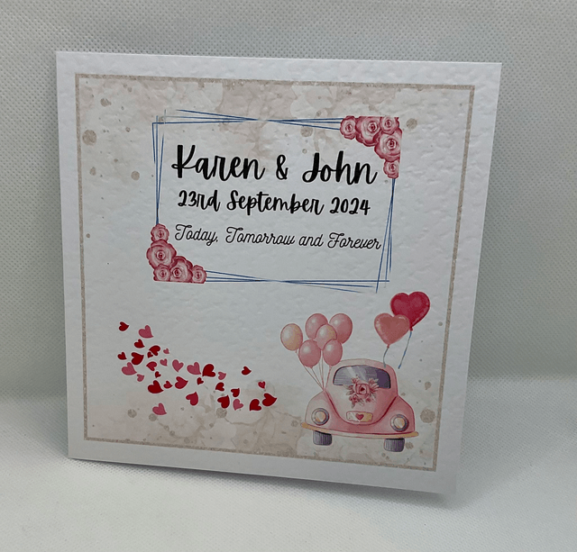 Personalised wedding card. Handmade custom wedding card for newlyweds. Matching items available