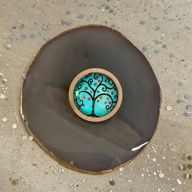 Handmade colourful brooches. Beautiful printed cabochon design.