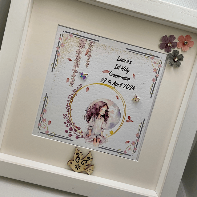 Personalised First Communion frame. Handmade Gift for communions/girls/teenagers/1st Communion Keepsake