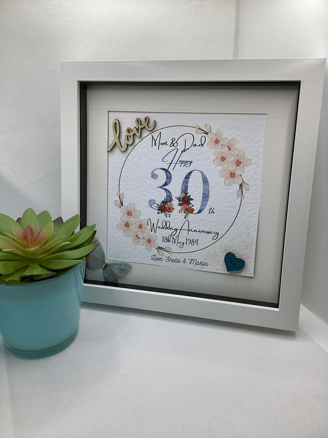 Handmade, personalised Anniversary frame.