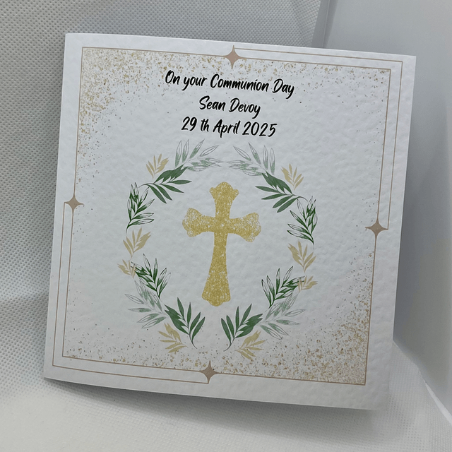 Personalised Religious card . Beautiful cross design.