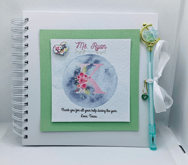 Personalised initial’s frame and scrapbook photo album set with FREE pen and pendant.