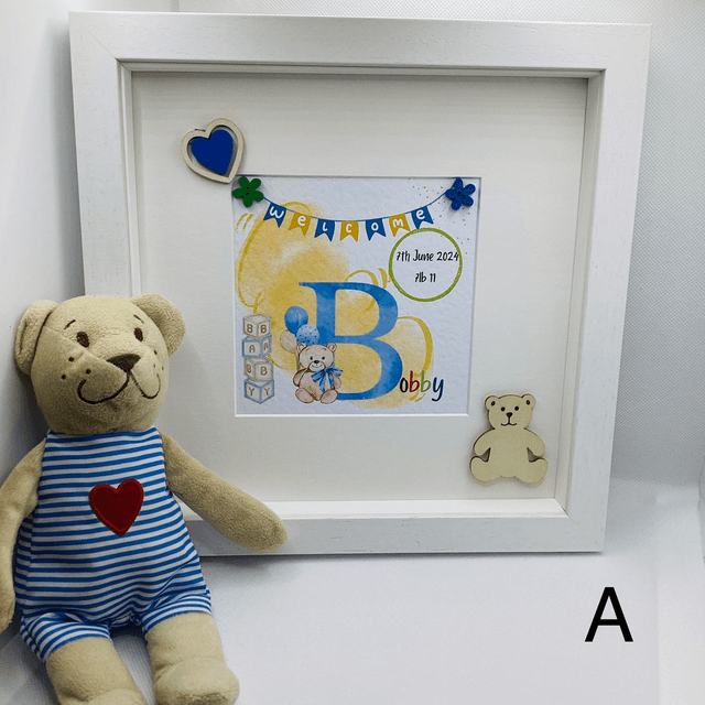 Personalised New Baby/ Christening frame set. FREE pen and pendant.