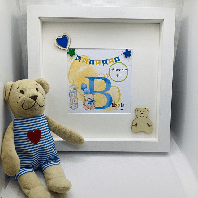 Personalised New Baby/ Christening frame set. FREE pen and pendant.
