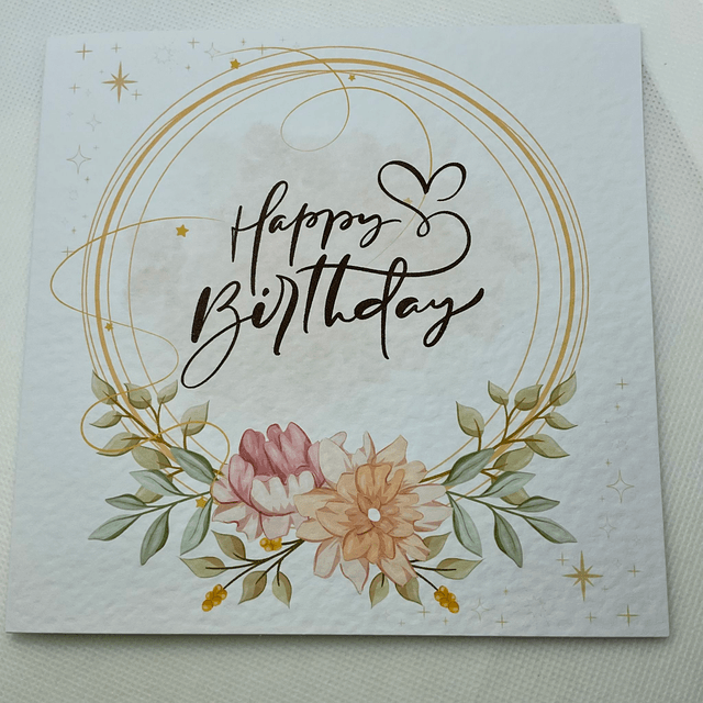 Birthday card, fully customisable. Flower design.