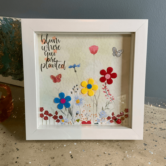 Handmade floral frame with inspirational quote.Flower design
