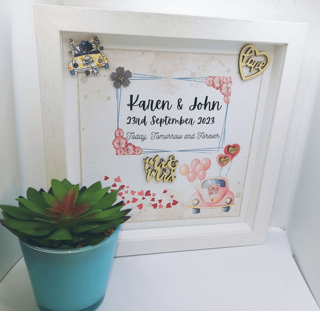 Personalised Wedding / Engagement frame. Gift for Couples.  Handmade frame for the new Mr & Mrs. Engagement gift.