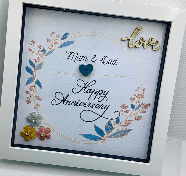 Handmade, personalised Anniversary frame.