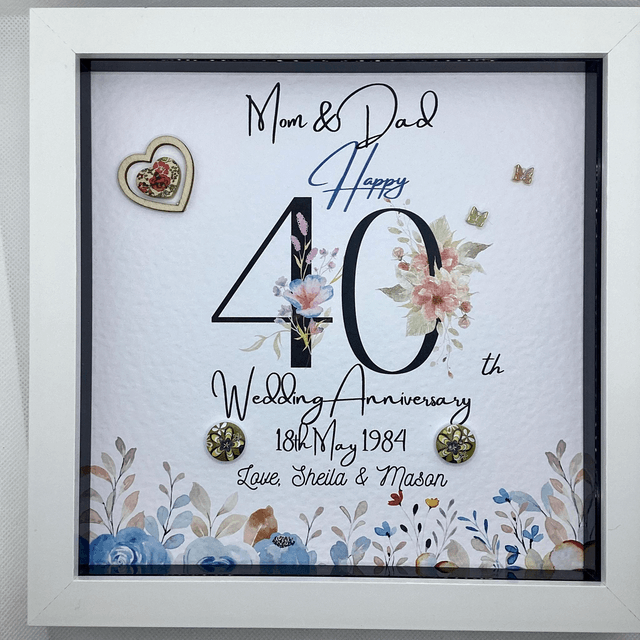 Handmade, personalised Anniversary frame.
