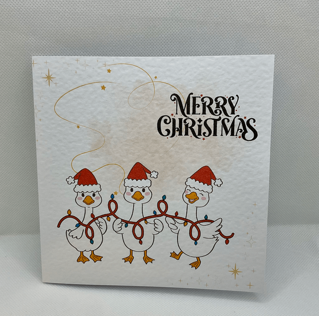 Personalised Christmas card. Cute duck design.