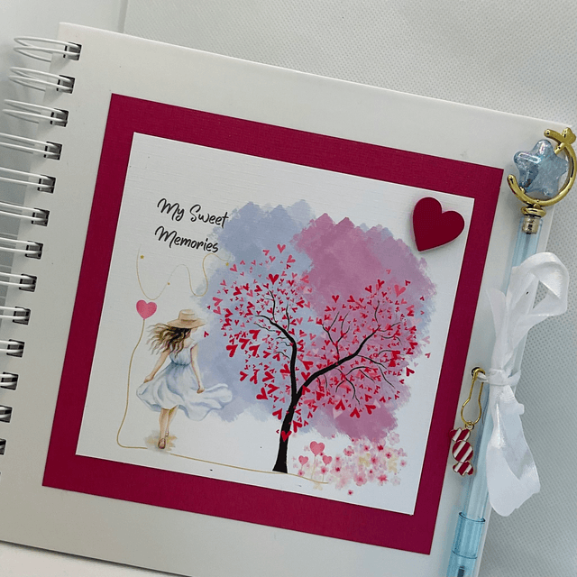 Handmade, personalised scrapbook / photo-book with FREE pen and pendant. Beautiful teacher and special occasions gift.