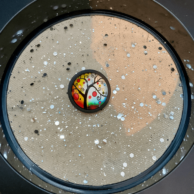 Handmade colourful brooches. Beautiful printed cabochon design.