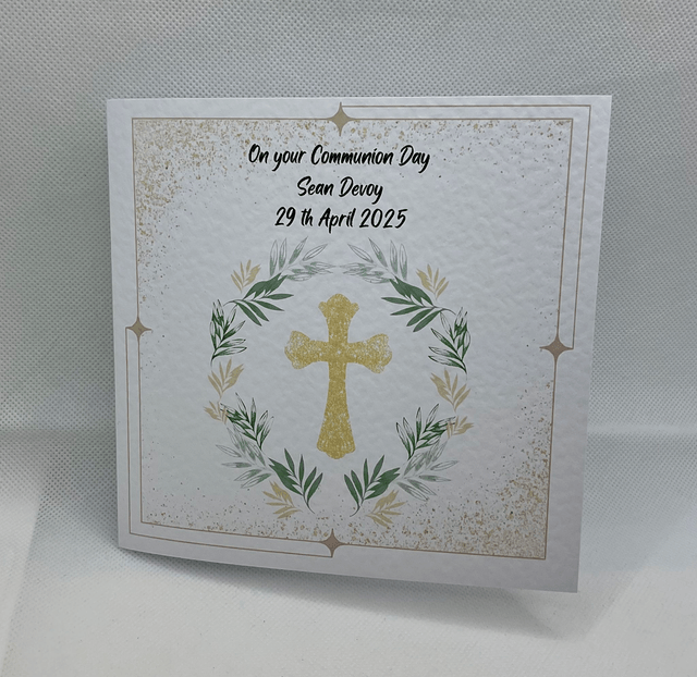 Personalised Religious card . Beautiful cross design.