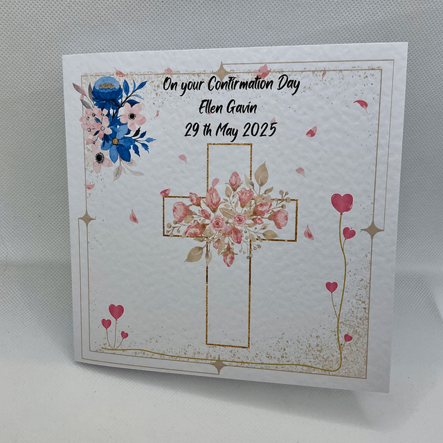 Personalised Religious card. Beautiful cross design.