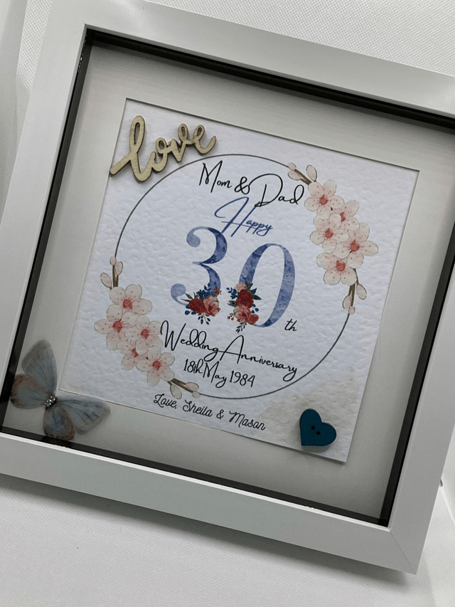 Handmade, personalised Anniversary frame.